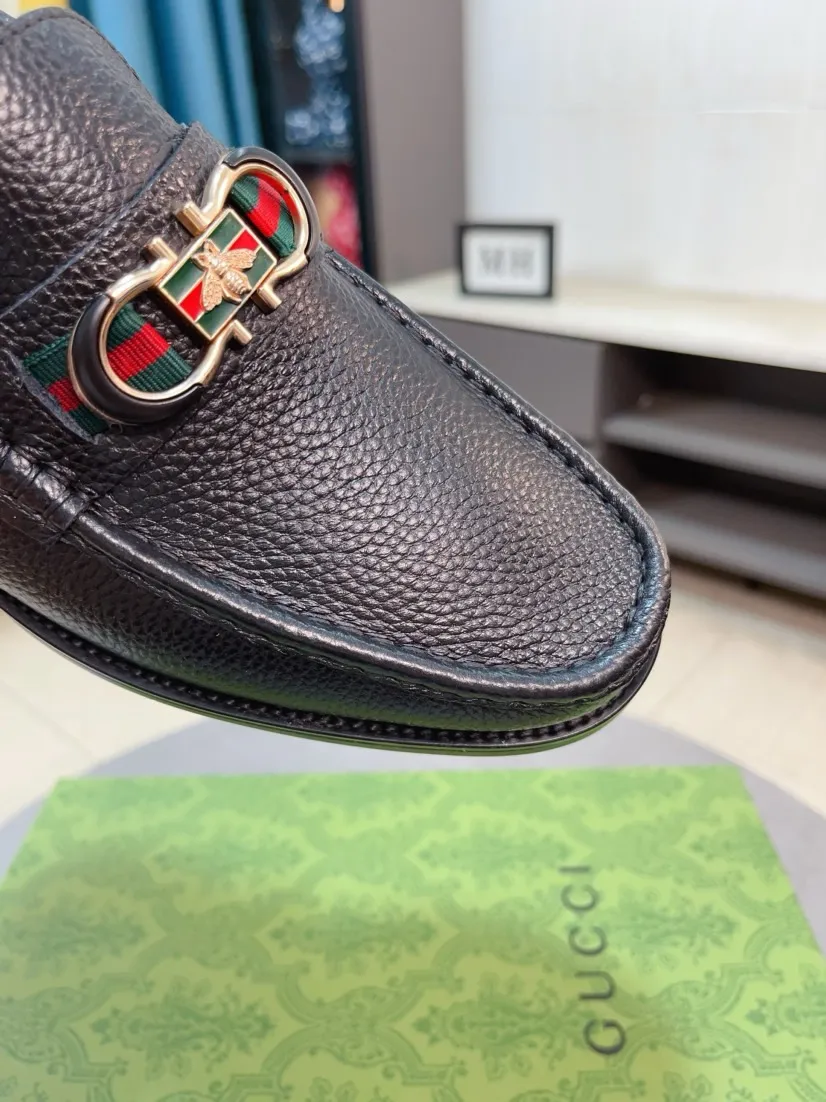 Men's Men's Shoes 💰458🌹🌹【GUCCI】The most popular classic Gucci leather shoes. Synchronized with the official website, the upper is made of Italian first-layer cowhide ➕cowhide lining, with unique brand and unique craftsmanship. Highlighting the hot style of the new year. Stop hesitating, stop wandering, get it now. Number: 38--44